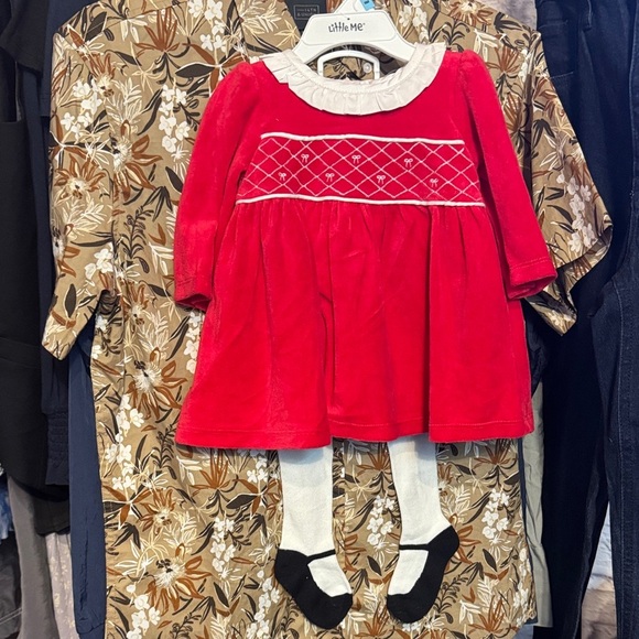 Little Me • NWT Red Baby Dress with White Collar RW1 - Picture 2 of 2